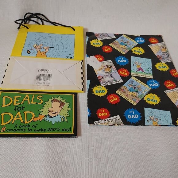 Vintage Fathers Day Gift Wrap Golf Dad Coupon Book - Picture 2 of 5
